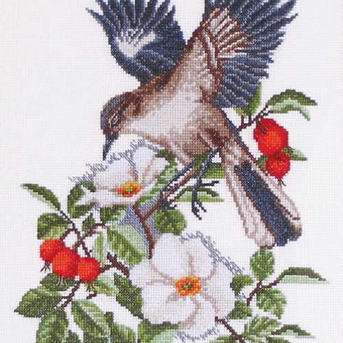 Птахи на квітах Набір для вишивання хрестиком з друкованою схемою на тканині Joy Sunday D735